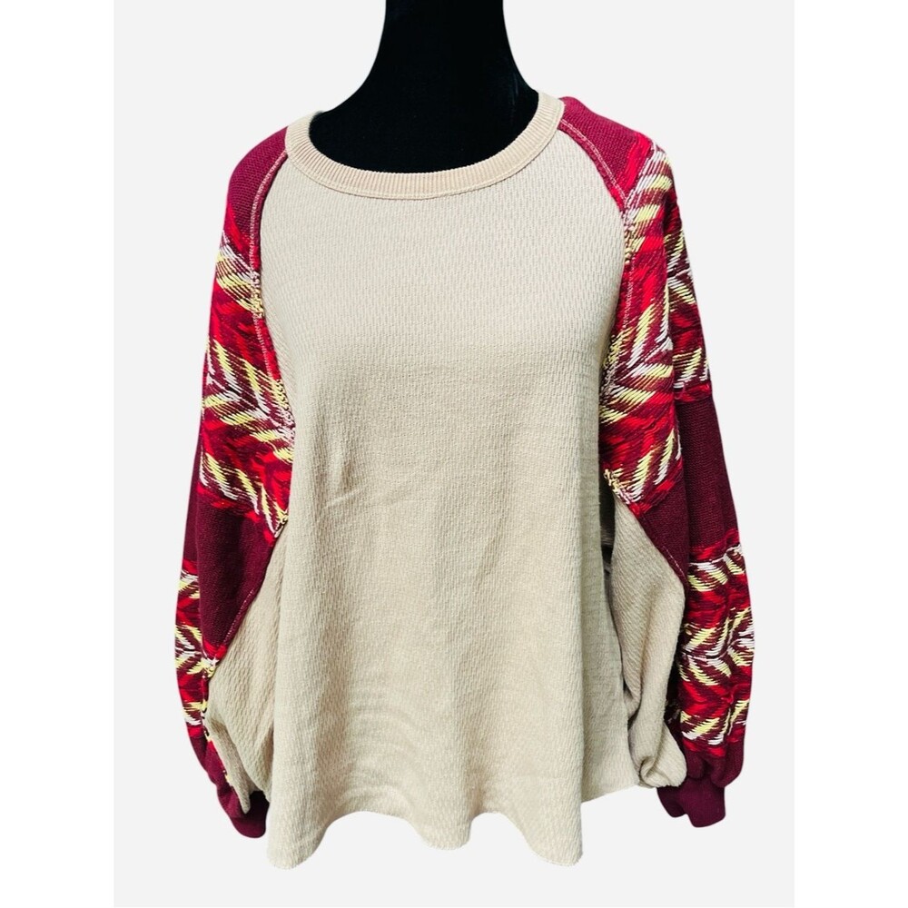 We The Free Anthropologie Rainbow Dreams Top Arizona Sands Waffle Knit Boho - Picture 4 of 10